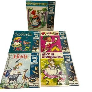 Vintage Lot 5 Vinyl Peter Pan Read & Record Heidi Cinderella Alice Pinochio Red